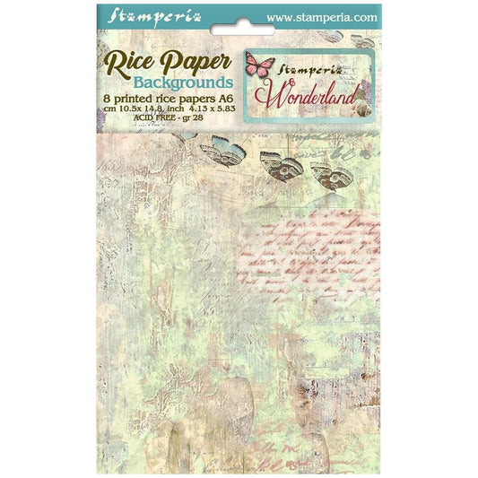 Stamperia Wonderland A6 Assorted Rice Paper Backgrounds, 8/Pkg (5A0027J11G9TY)