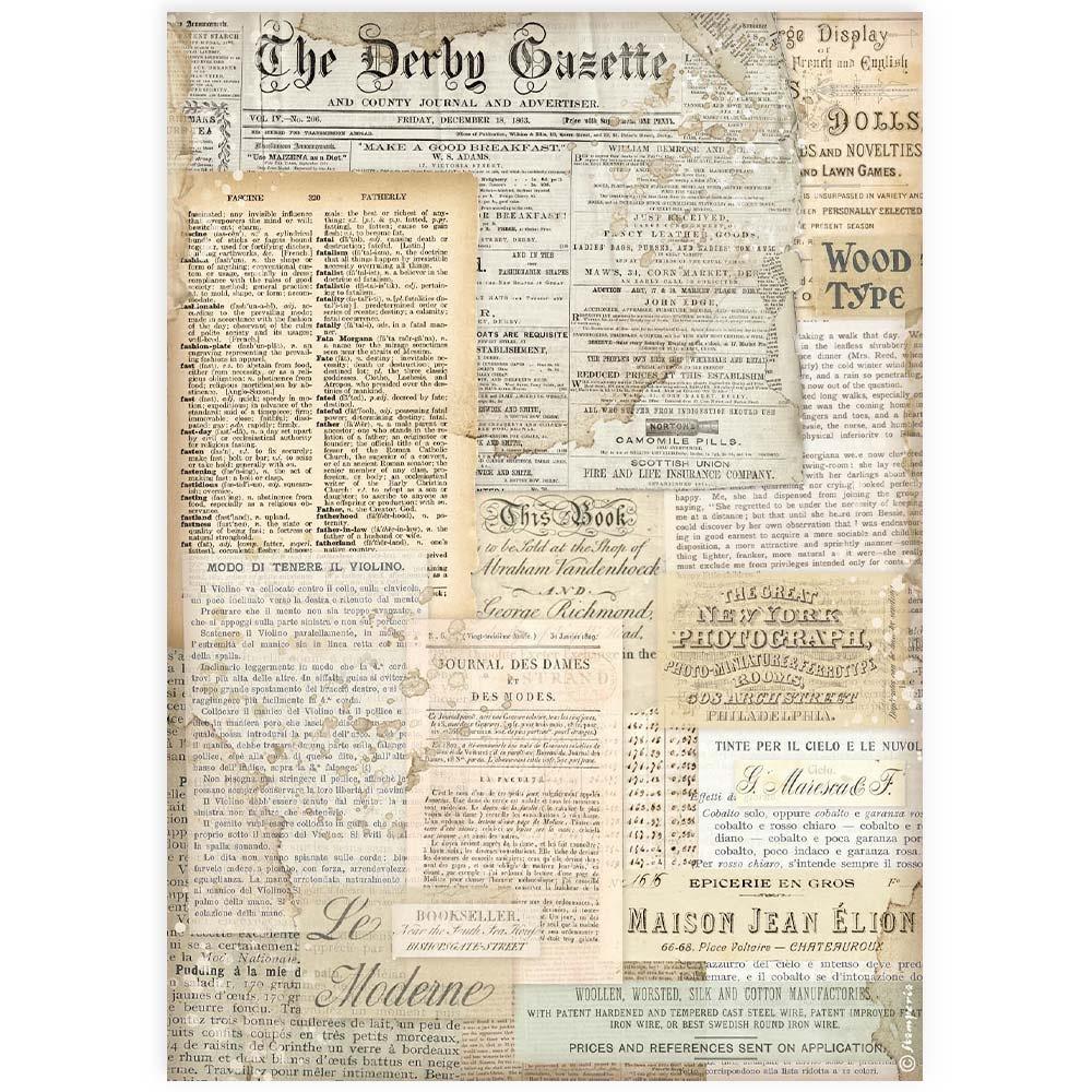 Stamperia A4 Rice Paper Sheet: The Derby Gazette (5A0027NX1G9YW)