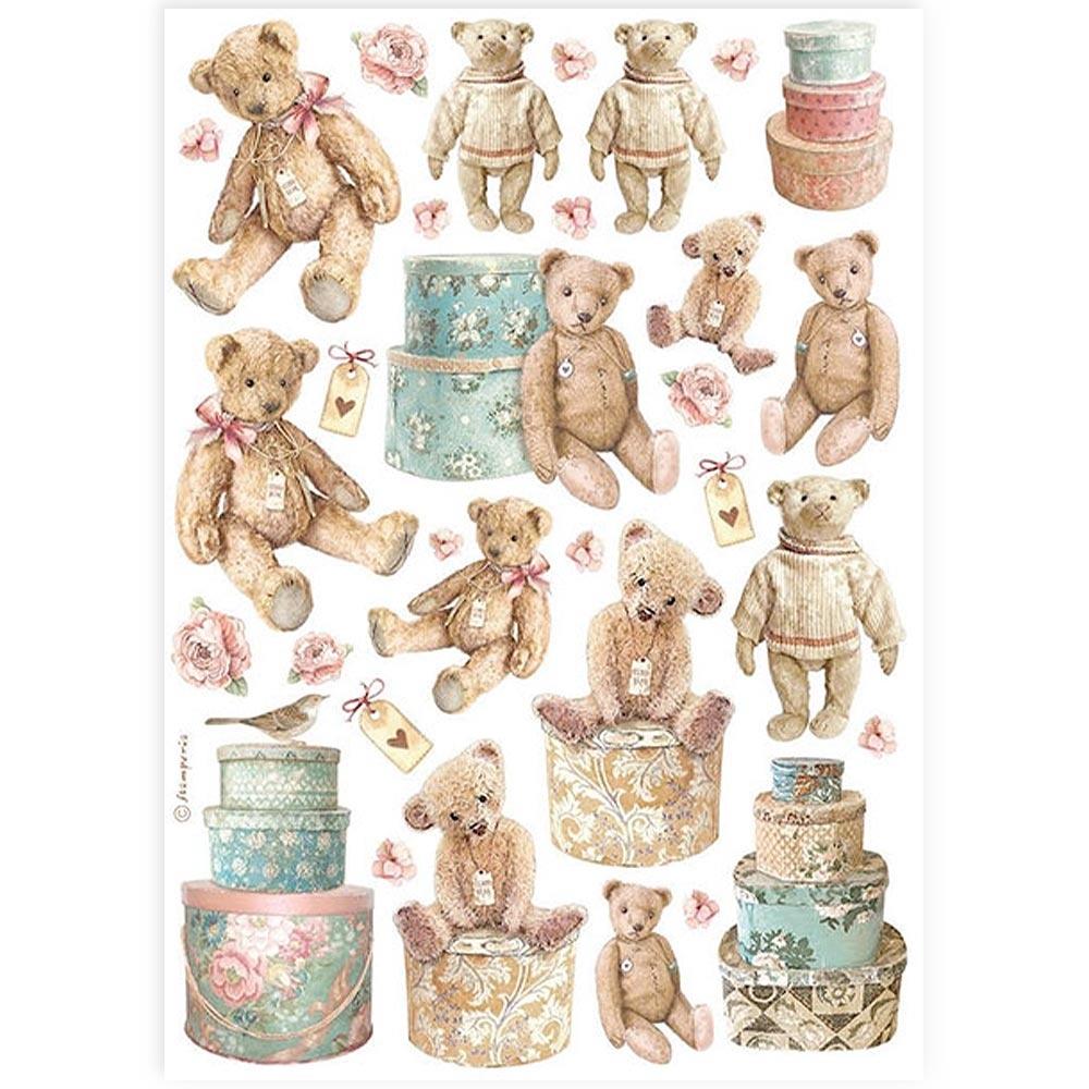 Stamperia A4 Rice Paper Sheet: Teddy Bears (5A0027P01G9Z2)