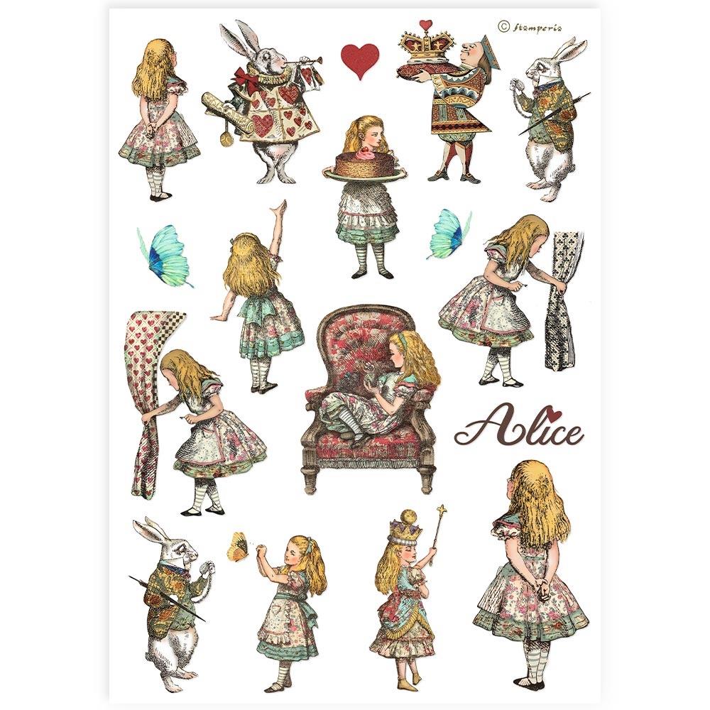 Stamperia A4 Rice Paper Sheet: Alice Elements (5A0027NF1G9Z3)