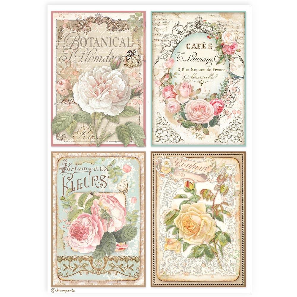 Stamperia A4 Rice Paper Sheet: 4 Cards Roses (5A0027NN1G9Z7)