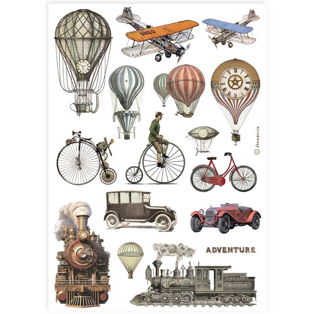 Stamperia A4 Rice Paper Sheet: Train And Balloons (5A0027NB1G9ZD)