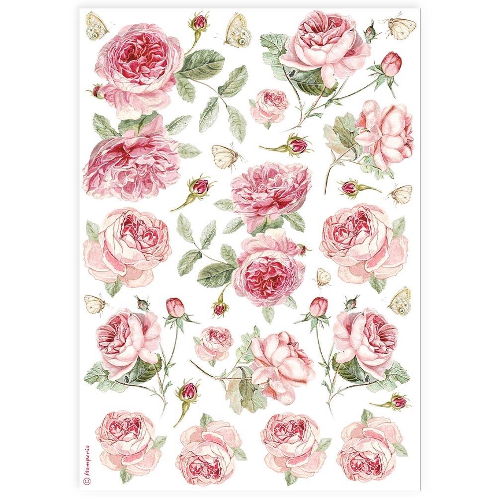 Stamperia A4 Rice Paper Sheet: English Roses Pattern (5A0027NC1G9ZM)