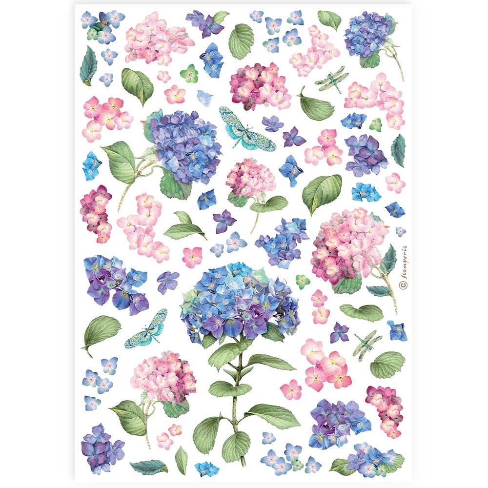 Stamperia A4 Rice Paper Sheet: Hortensia (5A0027N61G9ZP)