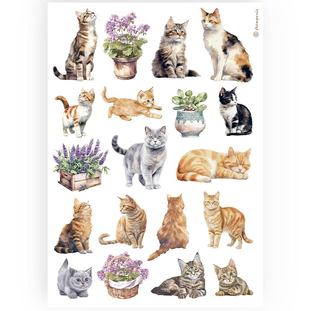 Stamperia A4 Rice Paper Sheet: Cats (5A0027MY1G9ZY)