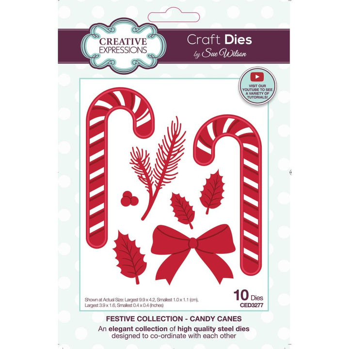 Creative Expressions Craft Dies: Festive Candy Canes, By Sue Wilson (5A00283H1GB5B)