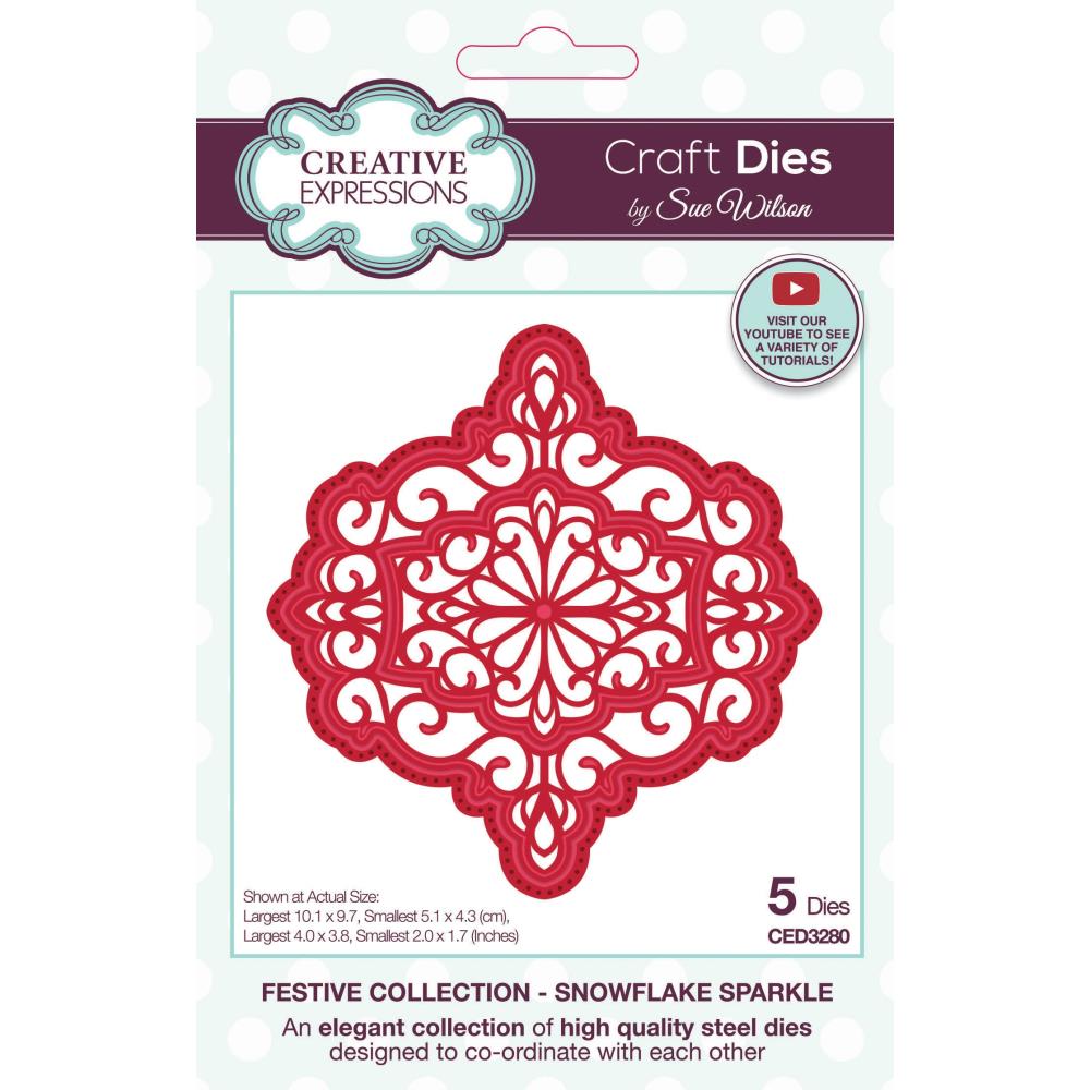 Creative Expressions Craft Dies: Festive Snowflake Sparkle, By Sue Wilson (5A0028351GB5D)