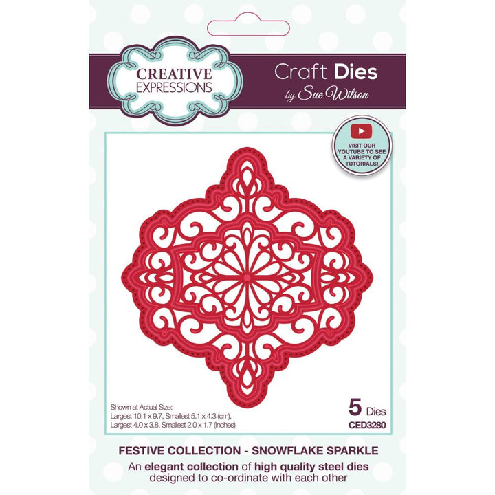 Creative Expressions Craft Dies: Festive Snowflake Sparkle, By Sue Wilson (5A0028351GB5D)