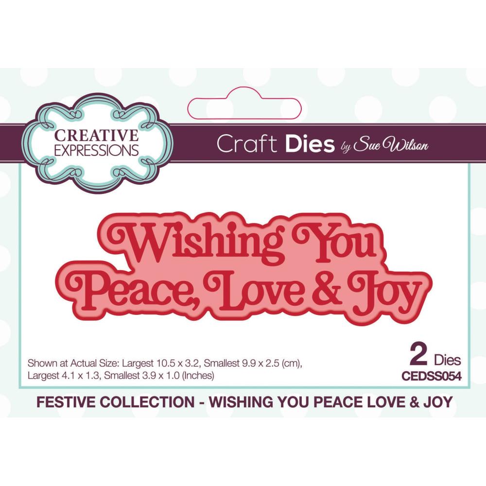 Creative Expressions Festive Shadowed Craft Die: Wishing You Peace Love & Joy, By Sue Wilson (5A00283L1GB5G)