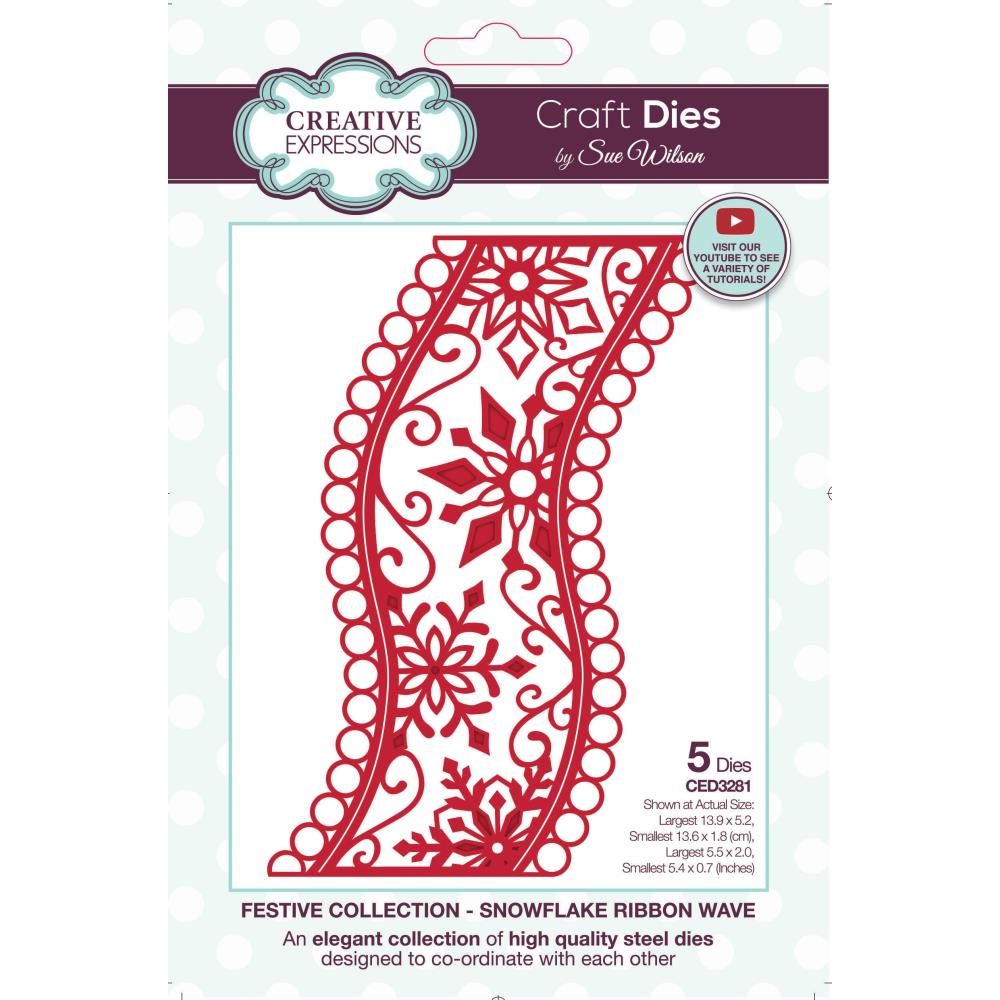 Creative Expressions Craft Dies: Festive Snowflake Ribbon Wave, By Sue Wilson (5A0028391GB5M)