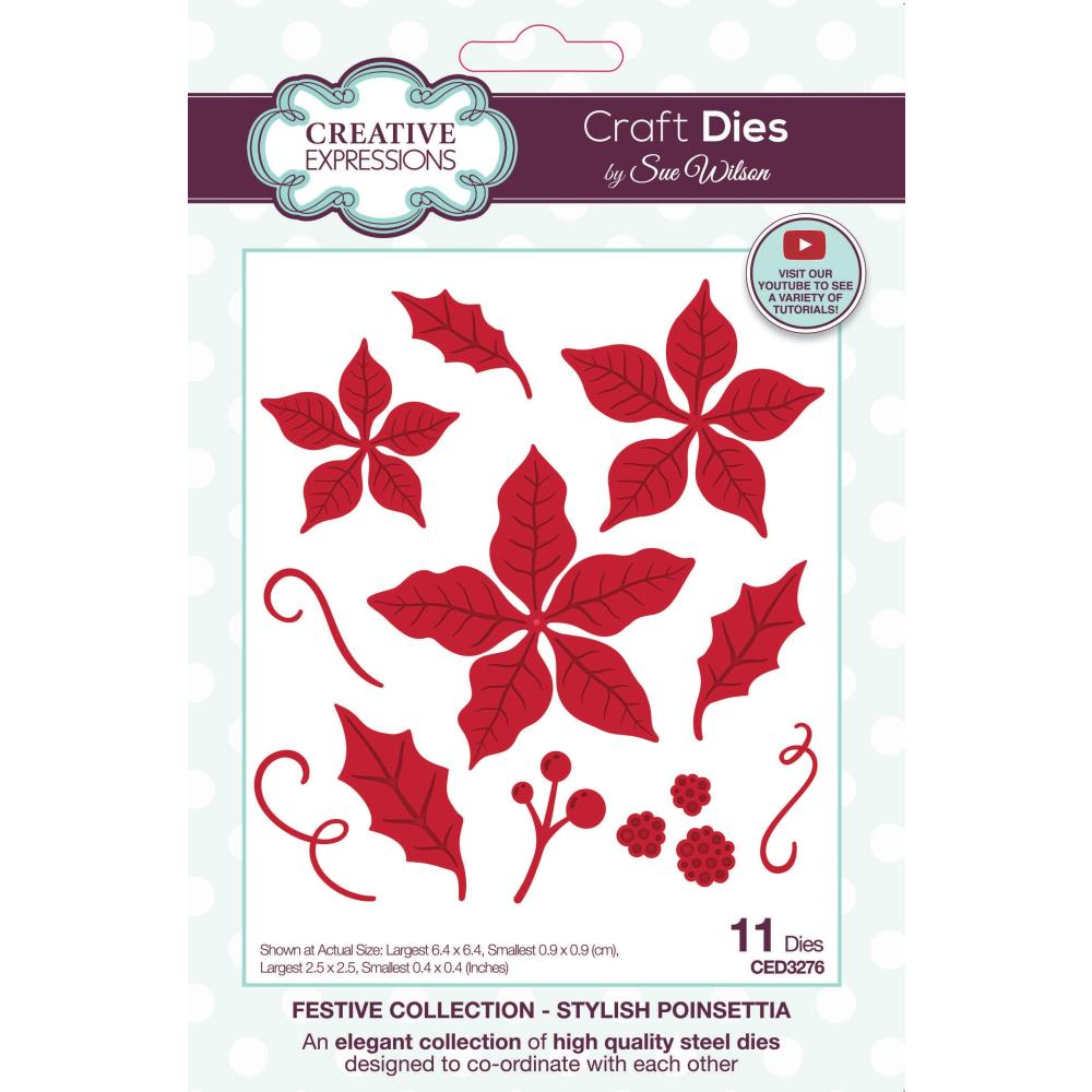 Creative Expressions Craft Dies: Festive Sylish Poinsettia, By Sue Wilson (5A00283B1GB5P)