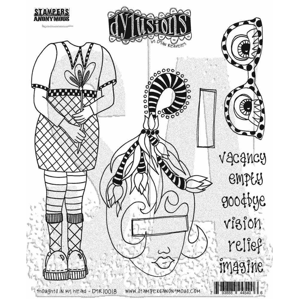 Dylusions 8.5"X7" Cling Stamp Collections: Thoughts In My Head (DYRC1GDGR)