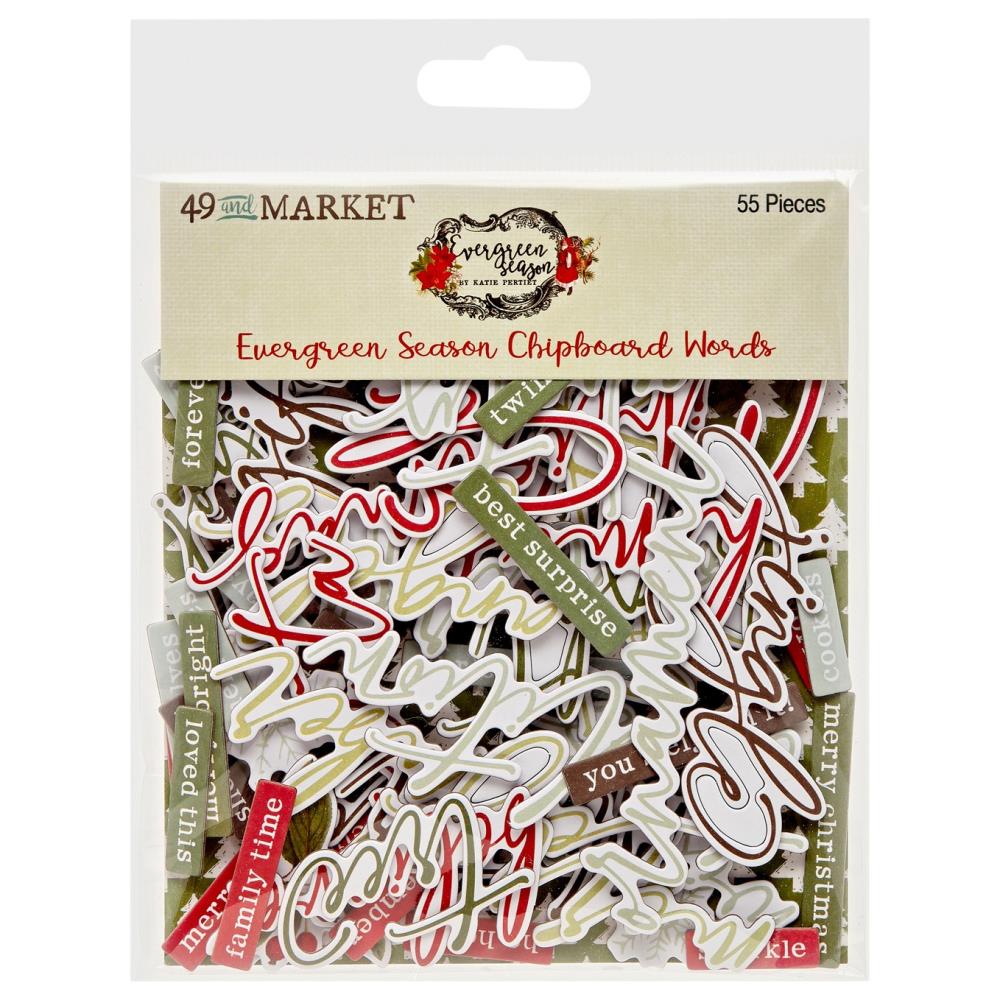 49 and Market Evergreen Season Chipboard Set: Words (5A0027PV1GB0H)