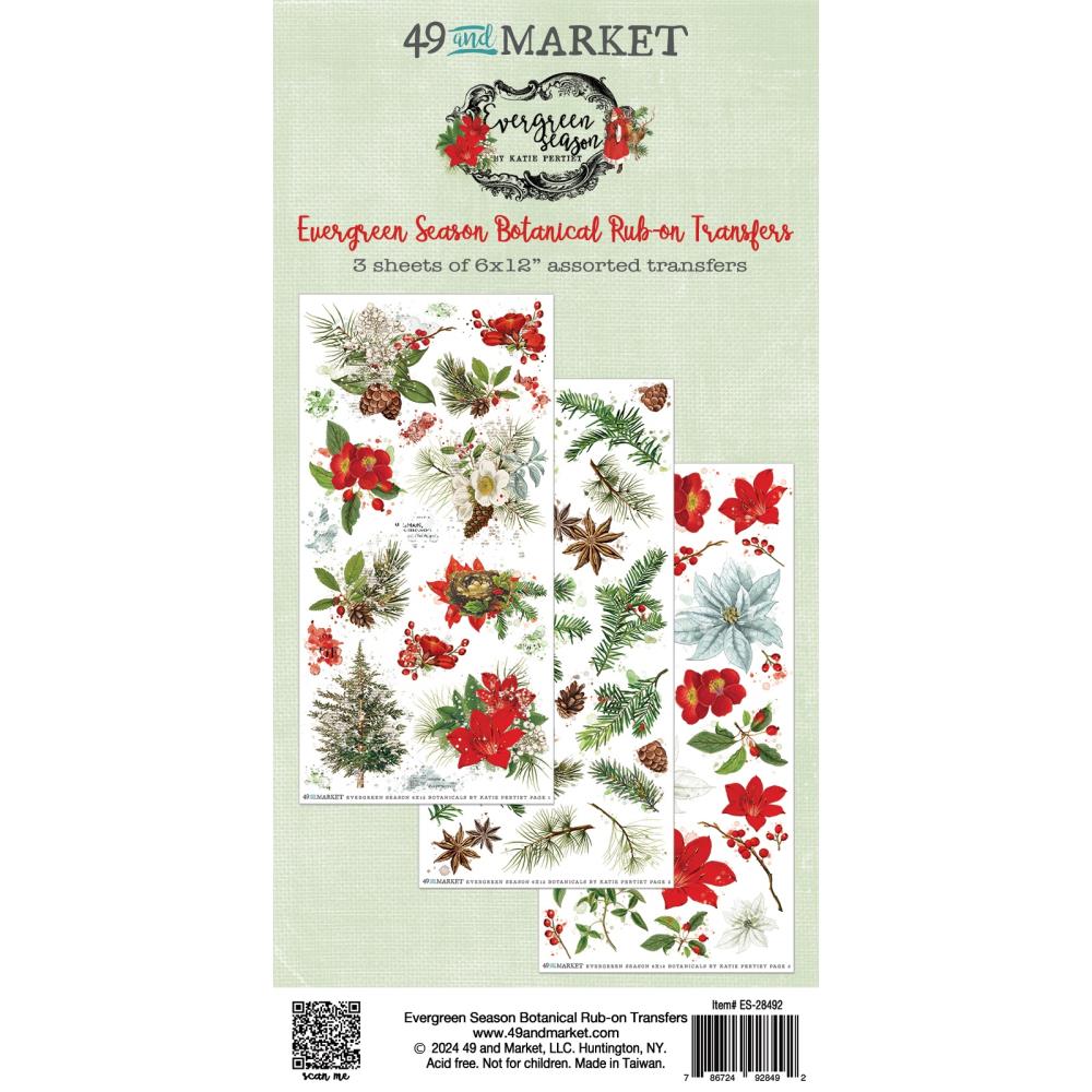 49 and Market Evergreen Season Rub-On Transfer Set: Botanical (5A0027PX1GB0N)