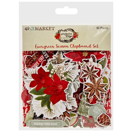 49 and Market Evergreen Season Chipboard Set (5A0027PT1GB10)