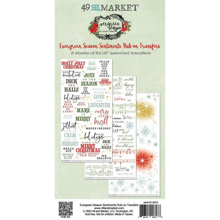 49 and Market Evergreen Season Rub-On Transfer Set: Sentiments (5A0027PF1GB12)