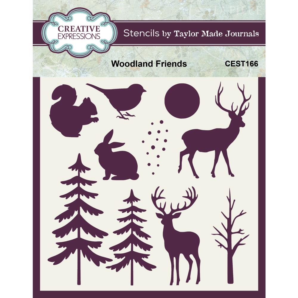 Creative Expressions Taylor Made Journals 6"X6" Stencil: Woodland Friends (5A002B511GDMS)