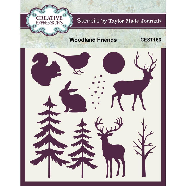 Creative Expressions Taylor Made Journals 6"X6" Stencil: Woodland Friends (5A002B511GDMS)