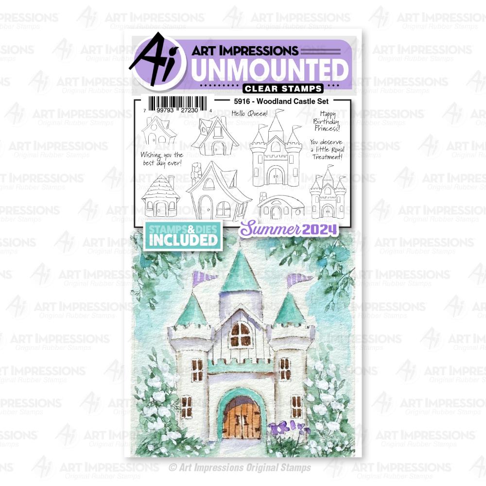 Art Impressions Watercolor Journals Stamp & Die Set: Woodland Castle (5A002BCM1GDWK)