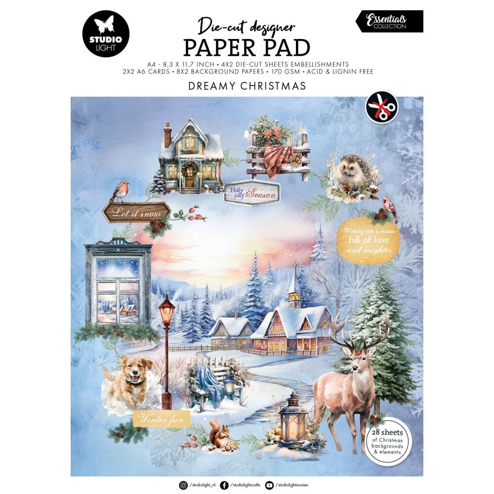 Studio Light Designer 8.26"X11.57" Die-Cut Paper Pad: Nr. 217, Dreamy Christmas 28/Pkg (5A002BG11GDXB)