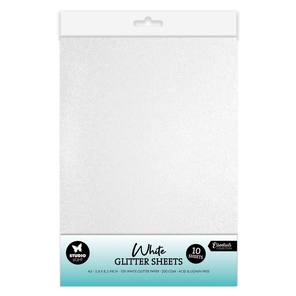 Studio Light Consumables 5.82"X8.26" Glitter Sheets: Nr. 43, White 10/Pkg (5A002BFW1GDXW)