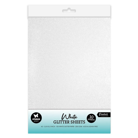 Studio Light Consumables 5.82"X8.26" Glitter Sheets: Nr. 43, White 10/Pkg (5A002BFW1GDXW)