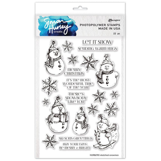 Simon Hurley Create 6"X9" Clear Stamps: Sketched Snowman (5A002B791GDPY)