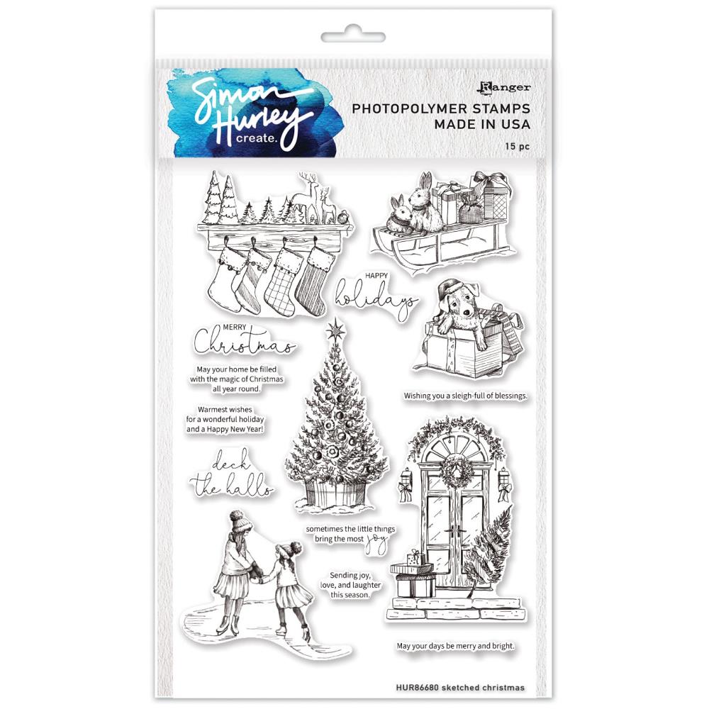 Simon Hurley Create 6"X9" Clear Stamps: Sketched Christmas (5A002B721GDPM)