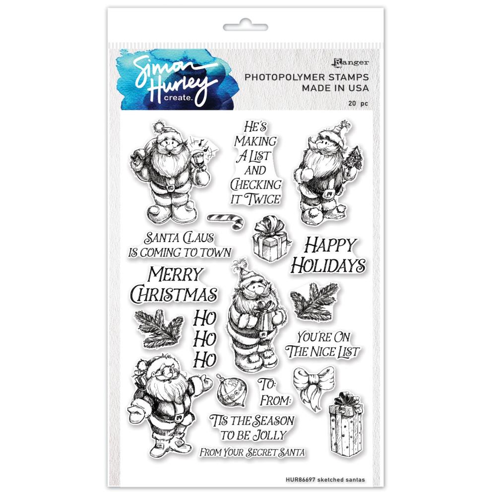 Simon Hurley Create 6"X9" Clear Stamps: Sketched Santas (5A002B771GDPZ)