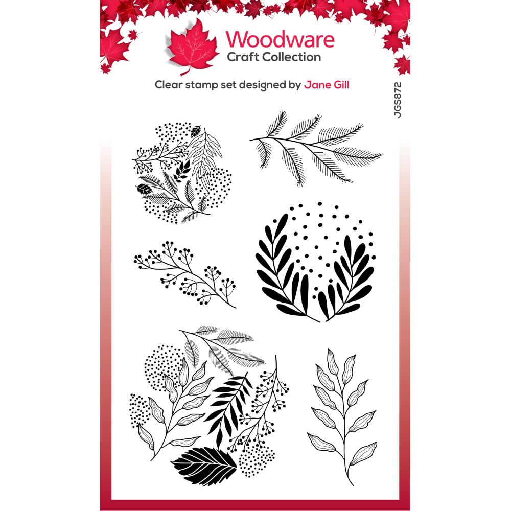 Woodware 4"X6" Clear Stamps Singles: Paintable Baubles Leafy Fillers (5A002B621GDNF)