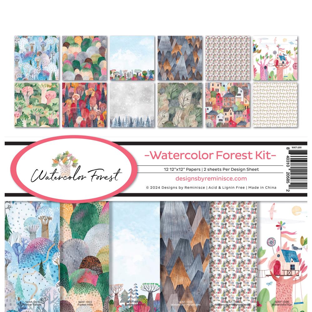 Reminisce Watercolor Forest 12"X12" Collection Kit (5A002BXL1GFFP)