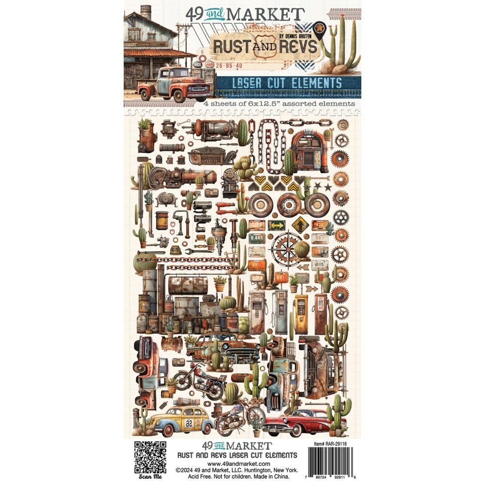 49 and Market Rust And Revs Laser Cut Outs: Elements  (5A0029XM1GDC4)