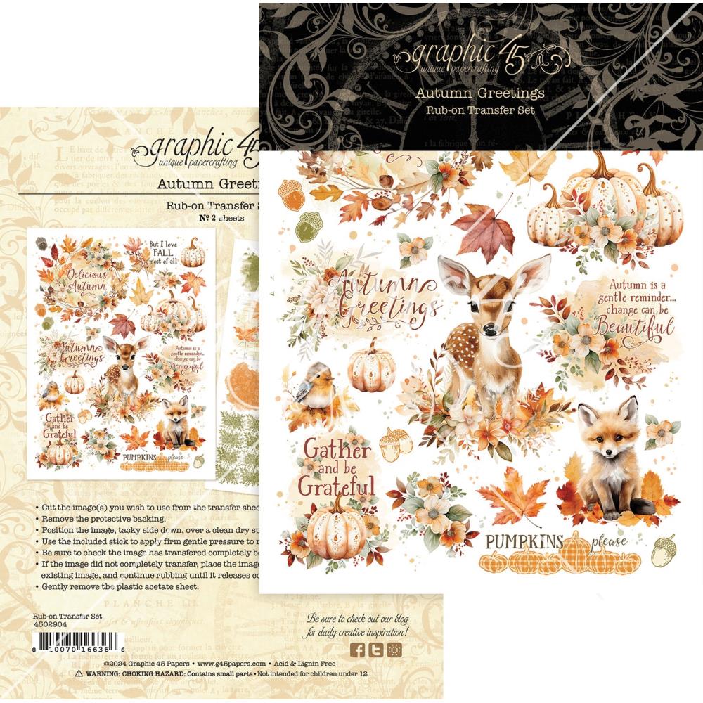 Graphic 45 Autumn Greetings Rub-On Transfers (5A002BZP1GFJ0)