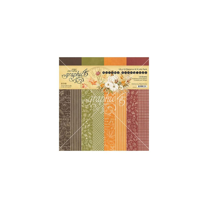 Graphic 45 Autumn Greetings 12"X12" Collection Pack: Patterns & Solids (5A002C081GFJB)