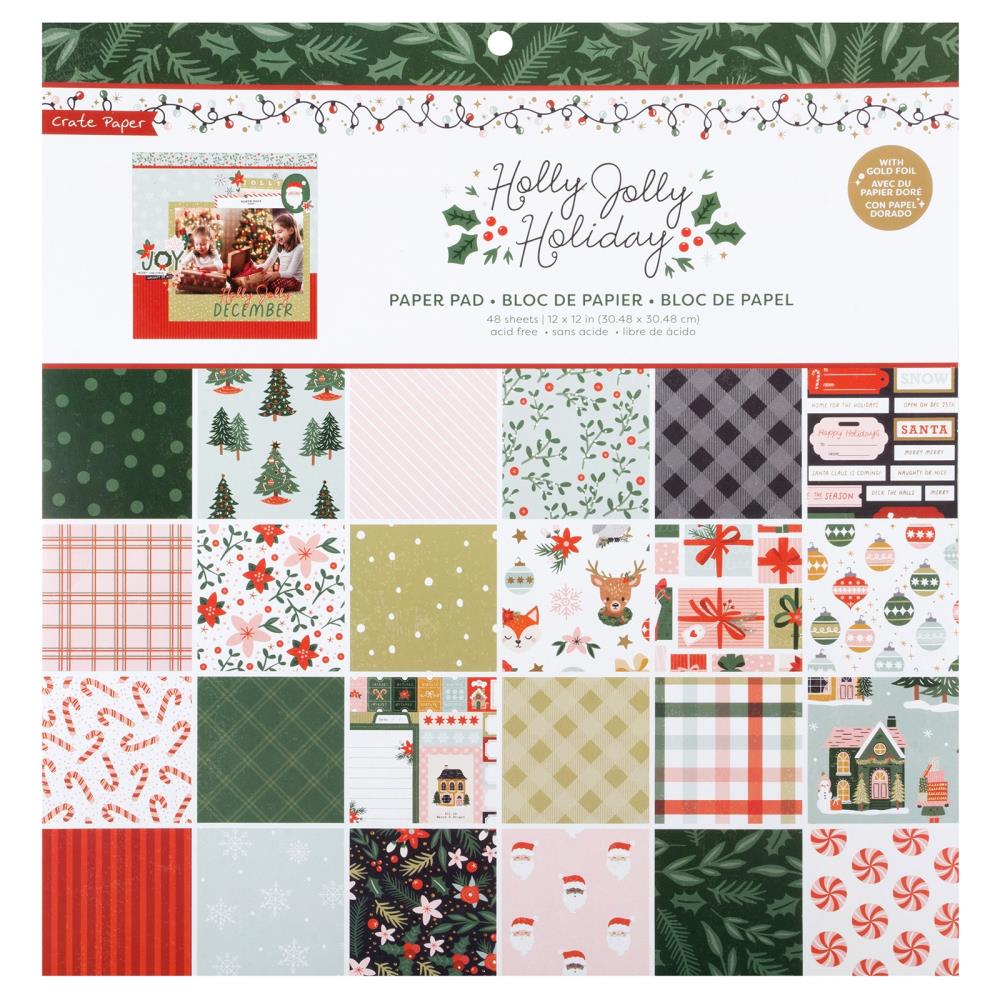 Crate Paper Holly Jolly 12"X12" Paper Pad, 48/Pkg (5A00278M1G9HN)