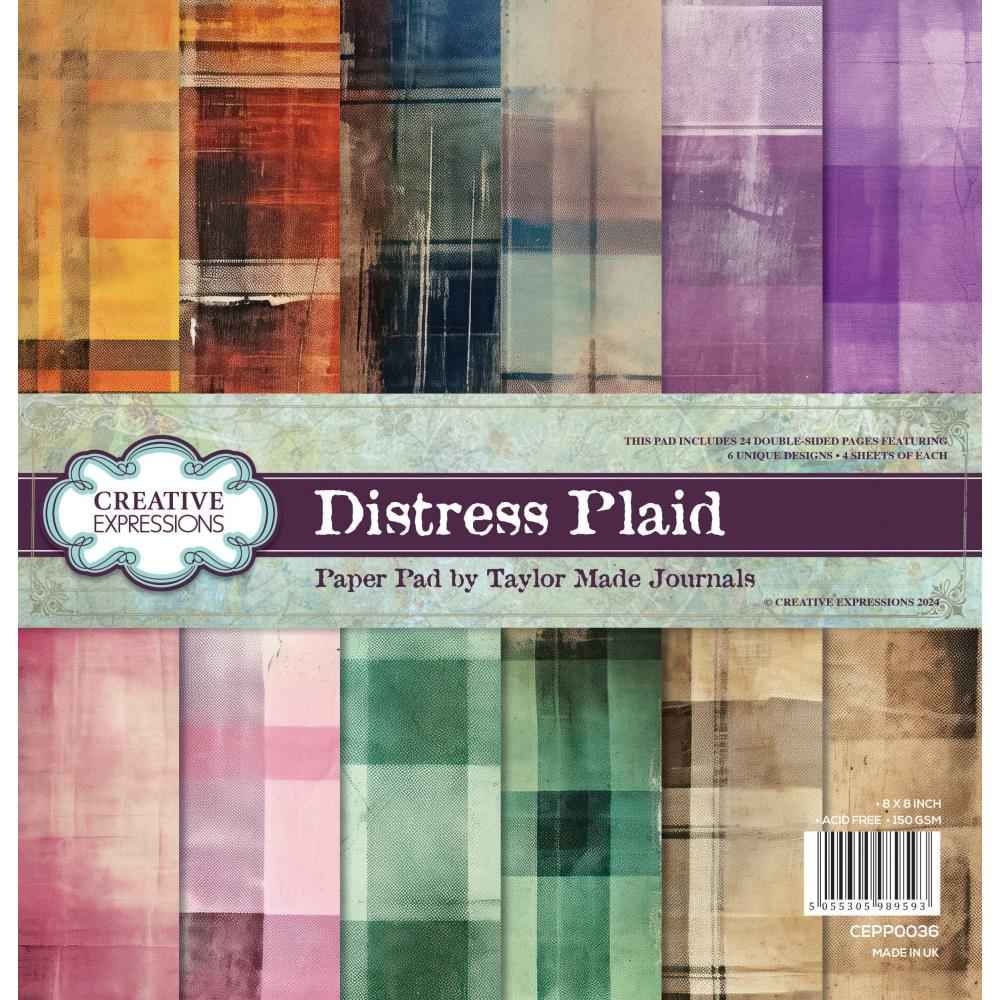 Creative Expressions Taylor Made Journals 8"X8" Paper Pad: Distress Plaid (5A002B5C1GDN6)