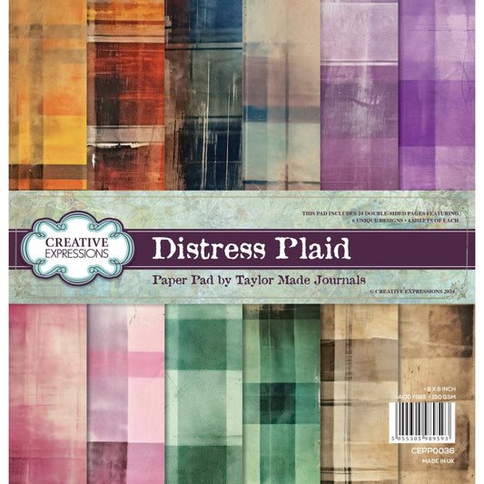 Creative Expressions Taylor Made Journals 8"X8" Paper Pad: Distress Plaid (5A002B5C1GDN6)