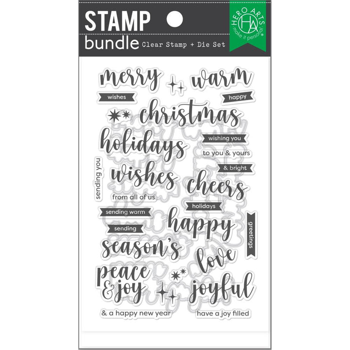 Hero Arts Clear Stamp & Die Combo: Joyful Christmas Messages (5A002CDX1GFXW)