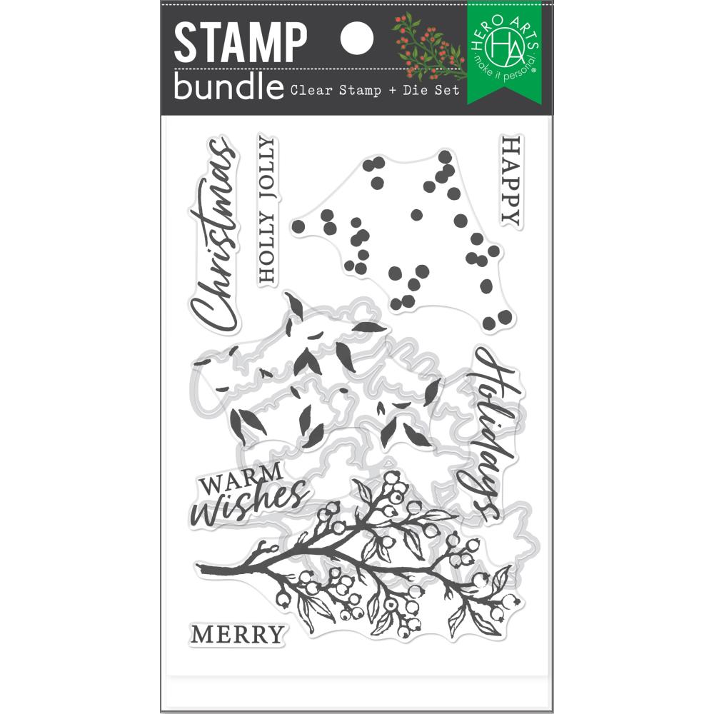 Hero Arts Clear Stamp & Die Combo: Color Layering Holly Branch (5A002CF71GFY3)