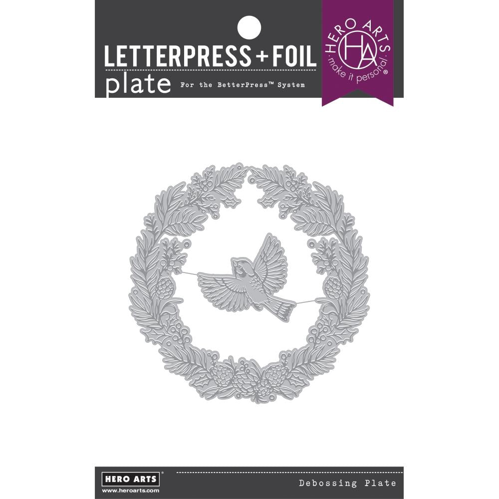 Hero Arts Letterpress & Foil Plate: Wreath & Finch (5A002CDV1GFYB)