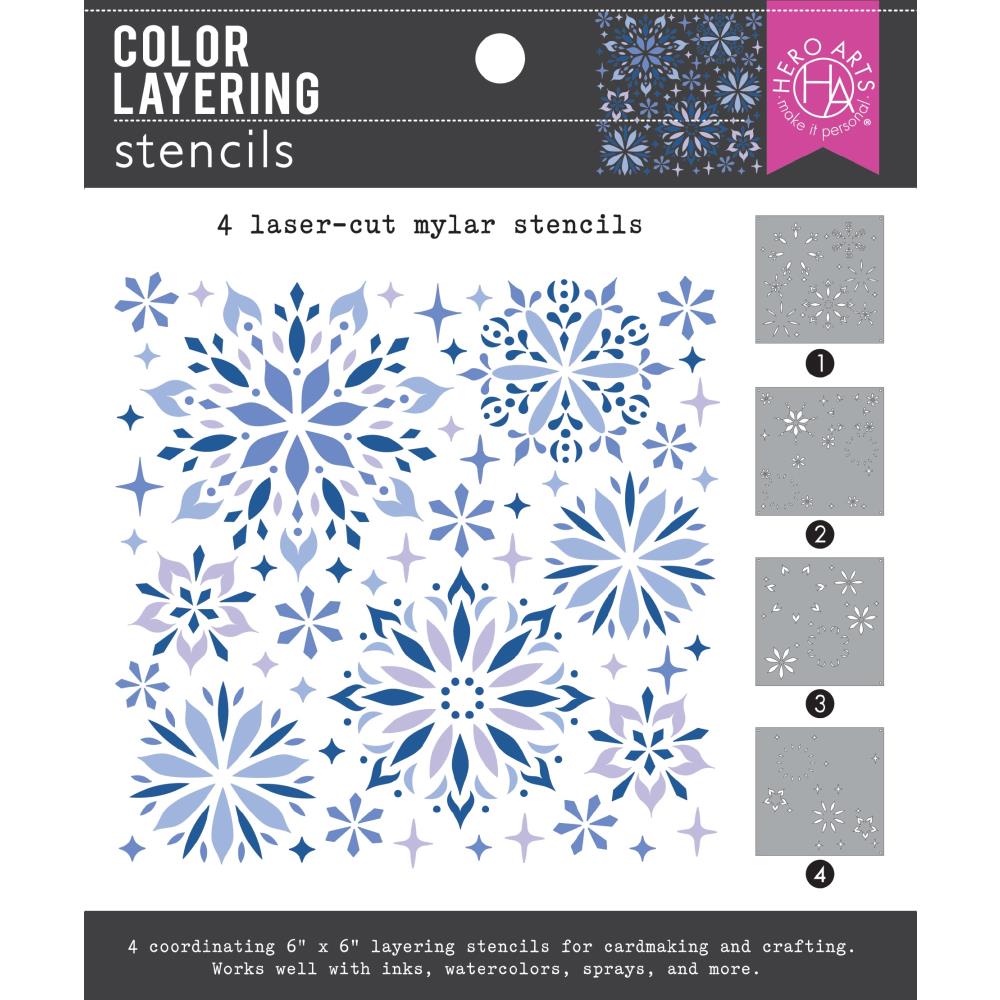 Hero Arts 6"X6" Color Layering Stencil Set: Snowflake (5A002CDY1GFYJ)