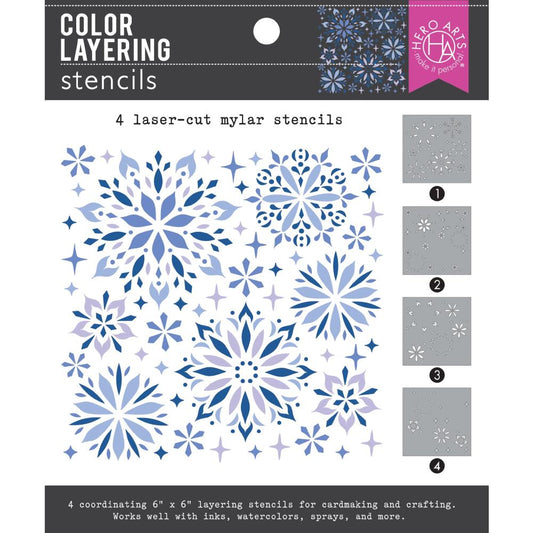 Hero Arts 6"X6" Color Layering Stencil Set: Snowflake (5A002CDY1GFYJ)