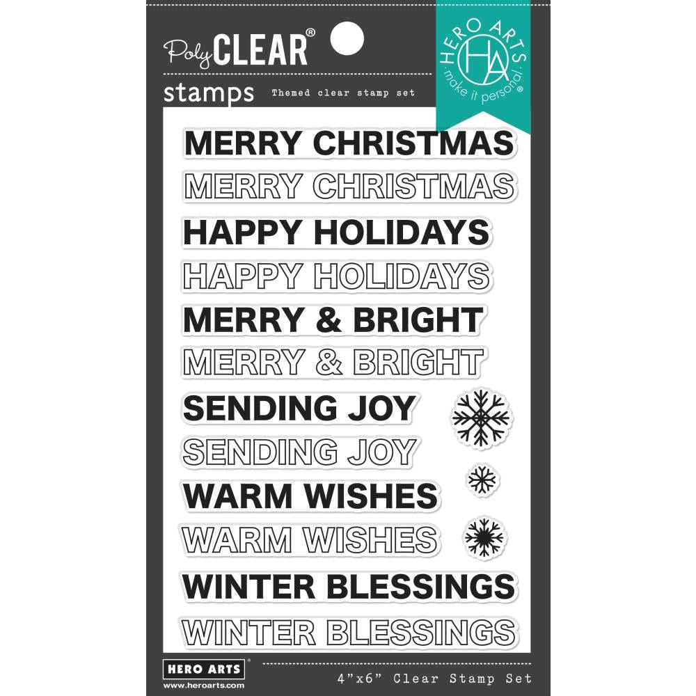 Hero Arts 4"X6" Clear Stamps: Offset Holiday Messages (5A002CFF1GFYV)