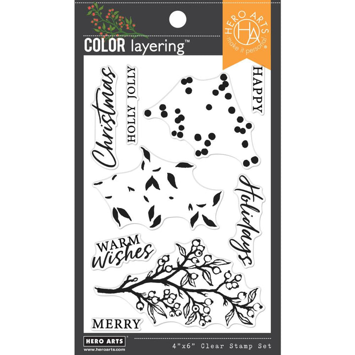 Hero Arts 4"X6" Clear Stamps: Color Layering Holly Branch (5A002CFH1GFZ2)