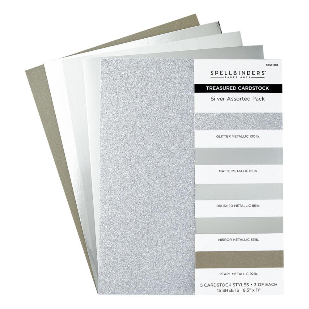 Spellbinders 8.5"X11" Treasured Cardstock: Silver, 15/Pkg (5A002C811GFSG)