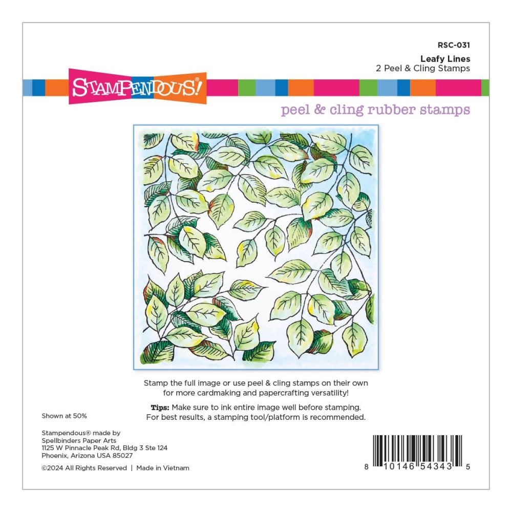 Stampendous Beautiful Backgrounds Cling Rubber Stamp: Leafy Lines (5A002C8W1GFSL)