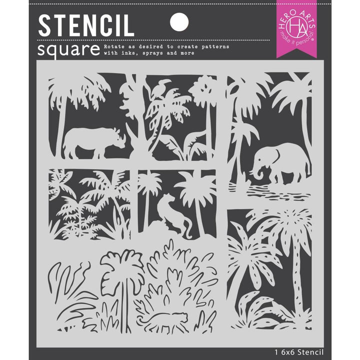 Hero Arts 6"X6" Stencil: Jungle Scene (5A002CSC1GG95)