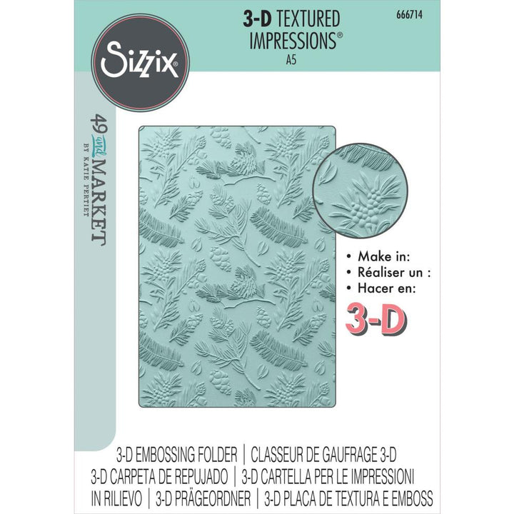 Sizzix/49 And Market 3D Textured Embossing Folder: Pines (5A0024121G7BQ)