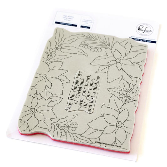 Pinkfresh Studio 4.25"X5.5" Cling Stamp: Poinsettia Frame (5A002CML1GG4H)