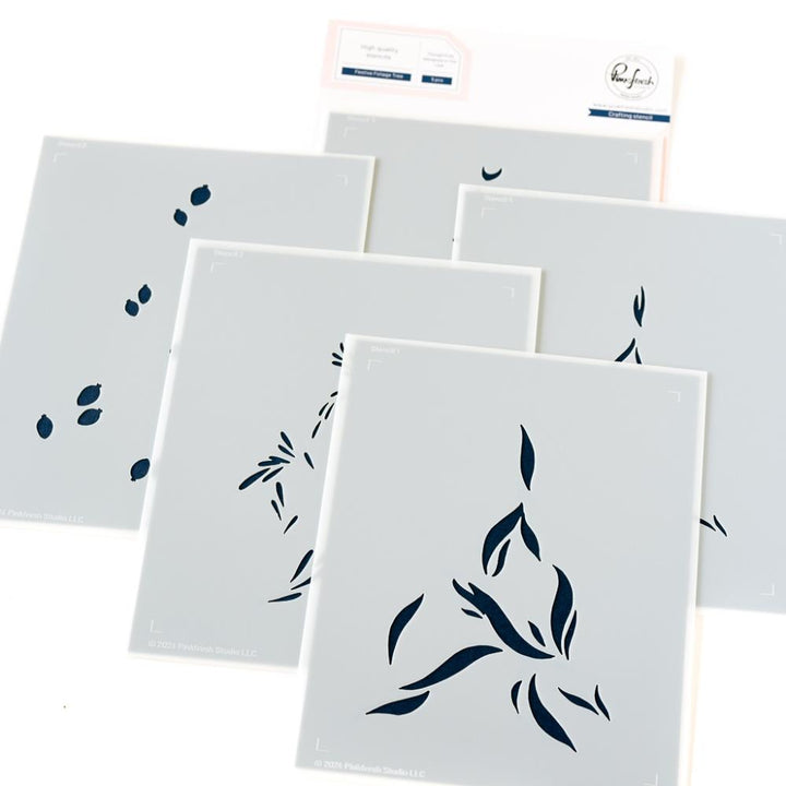 Pinkfresh Studio 4.25"X5.5" Stencils: Festive Foliage Tree, 6/Pkg (5A002CMC1GG4S)